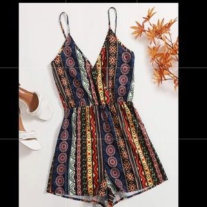 multicolored romper from shein has never been worn